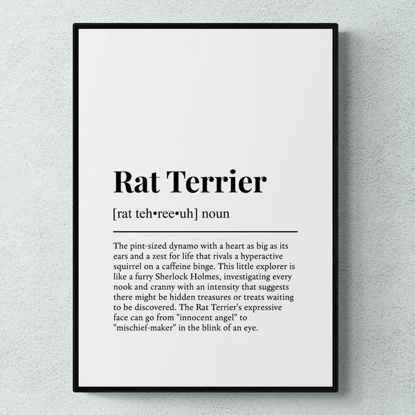 Rat Terrier Funny Definition Dog Wall Art Print | Printable Digital Download