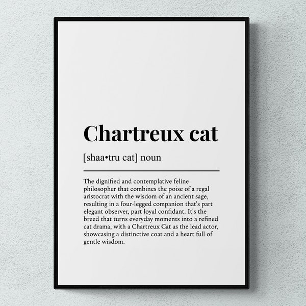 Chartreux Cat Funny Definition Wall Art Print | Printable Digital Download