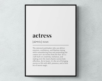 Actress Definition Print, Funny Theatre Wall Art, Office Home Decor, Drama Gift | Printable Digital Download