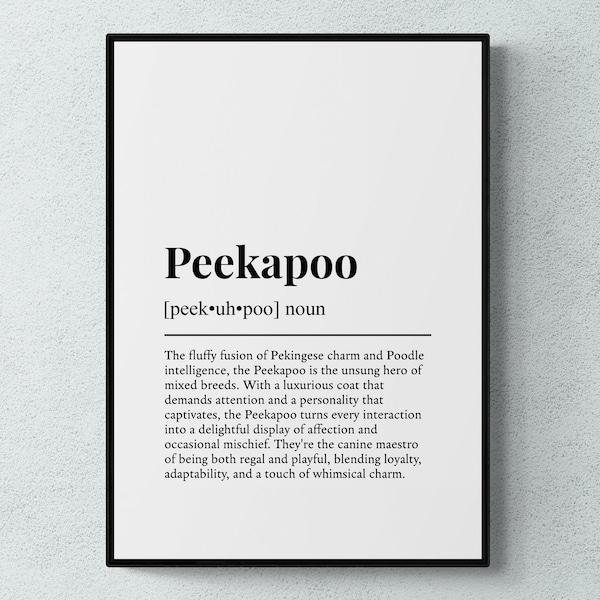 Peekapoo Funny Definition Dog Wall Art Print | Printable Digital Download