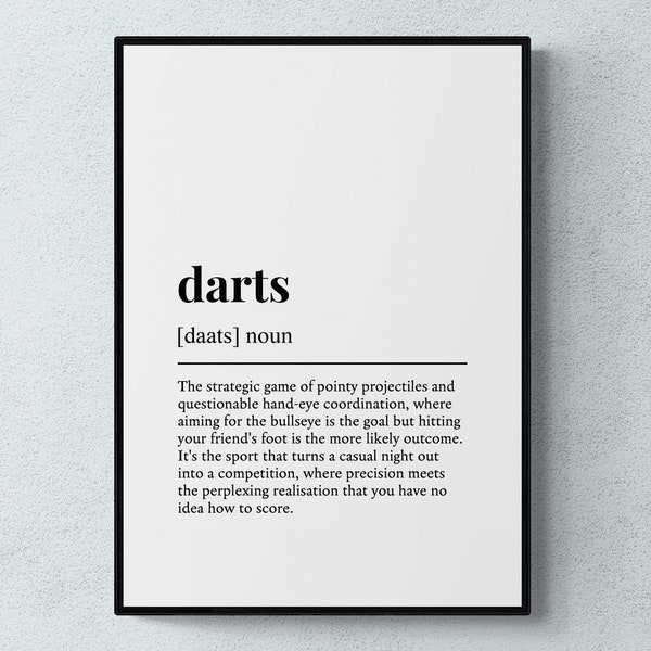 Darts Funny Definition Sport Gift Wall Art Print
