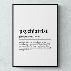 Psychiater Lustig Definition Job Arbeit Geschenk Wand Kunst Druck | Druckbare digitale Datei