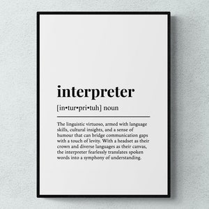 Interpreter Funny Definition Job Work Gift Wall Art Print | Printable Digital Download