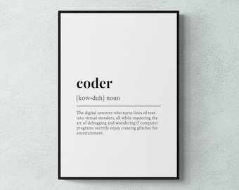 Coderdefinitieprint, grappige technische muurkunst, kantoordecor, programmeurcadeau | Afdrukbare digitale download