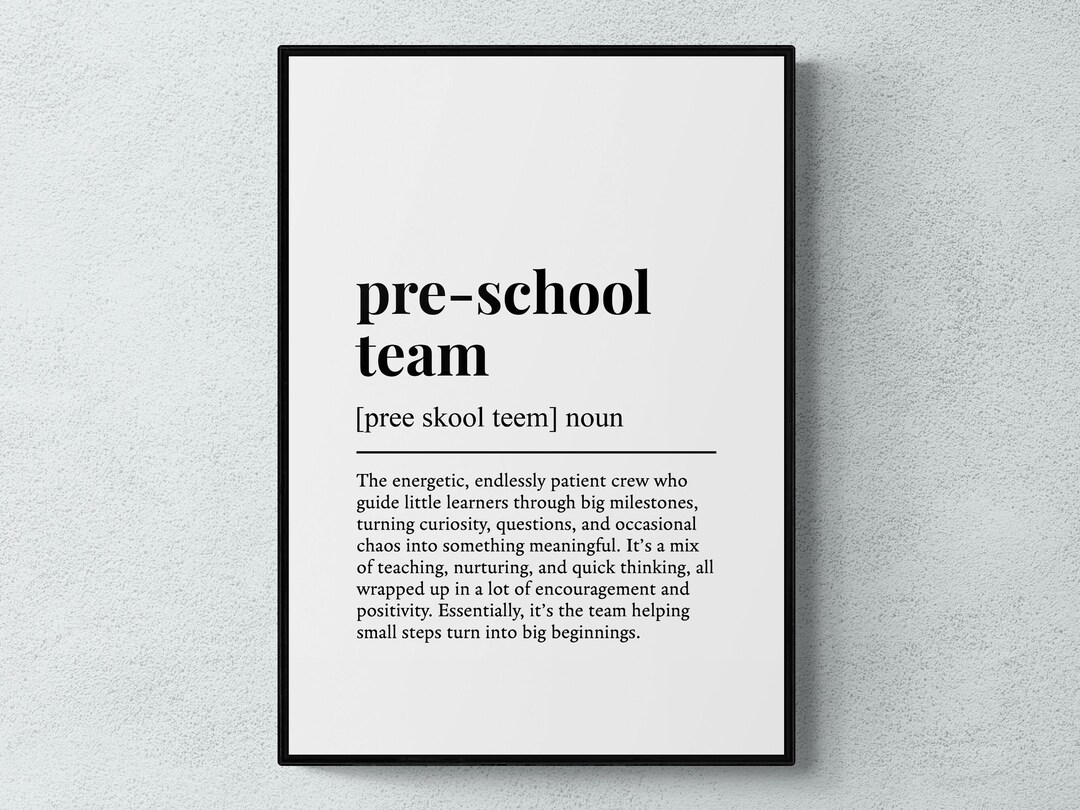Pre-school Team Definition Print, Funny Childcare Wall Art, Early Years ...
