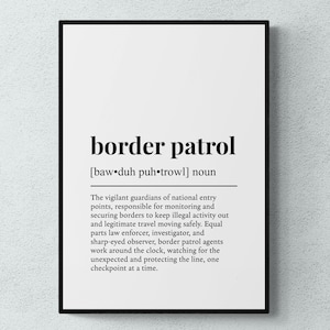 Border Patrol Funny Definition Job Work Gift Wall Art Print | Printable Digital Download
