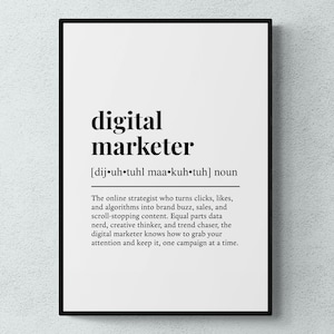 Digital Marketer Funny Definition Job Work Gift Wall Art Print | Printable Digital Download