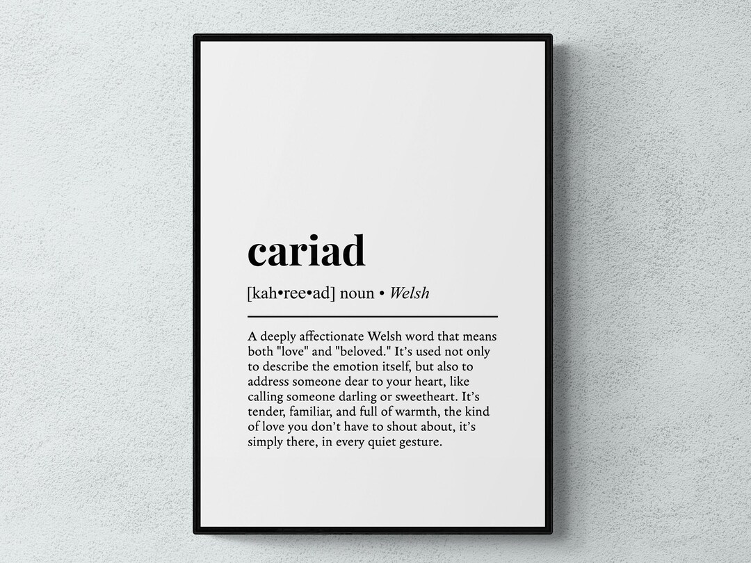 Cariad Definition Print, Welsh Phrase Wall Art, Wales Gift - Etsy UK