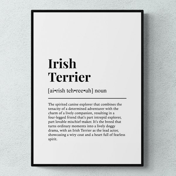 Irish Terrier Funny Definition Dog Wall Art Print | Printable Digital Download