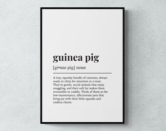 Guinea Pig Definition Print, Funny Rodent Wall Art, Pet Gift | Printable Digital Download