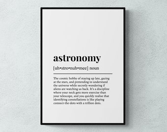 Astronomy Definition Print, Funny Space Wall Art, Astronomer Gift | Printable Digital Download