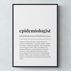 Epidemiologie Lustig Definition Job Arbeit Geschenk Wand Kunst Druck | Druckbare digitale Datei