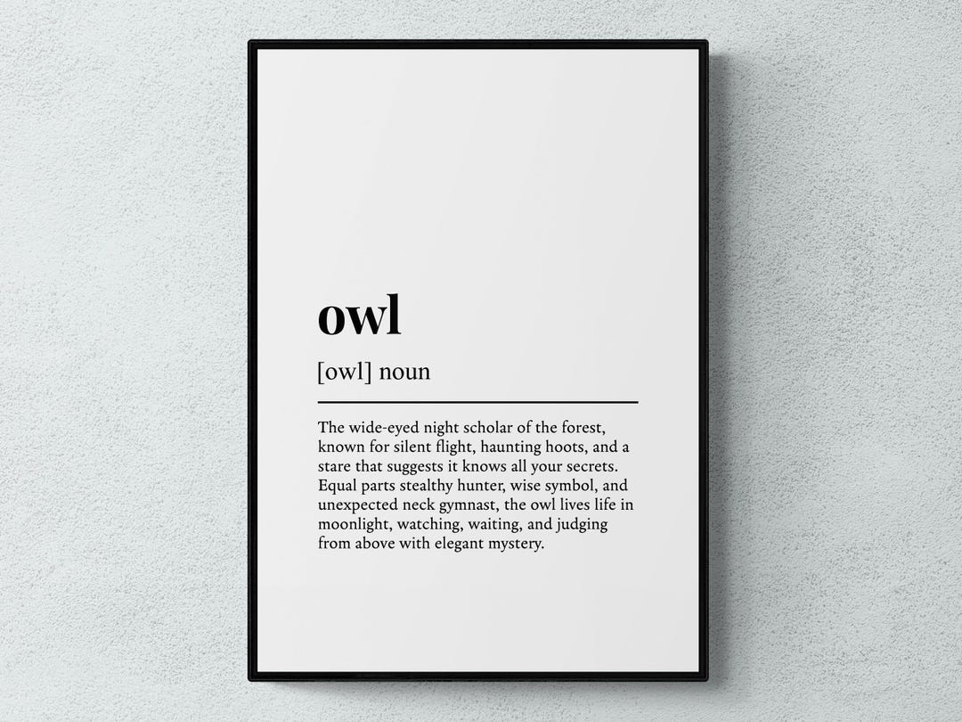 Owl Definition Print, Funny Bird Wall Art, Wildlife Gift | Printable ...