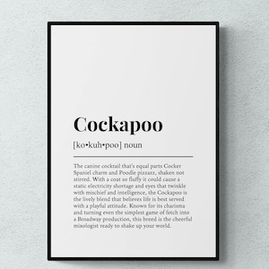 Cockapoo Funny Definition Dog Wall Art Print | Printable Digital Download