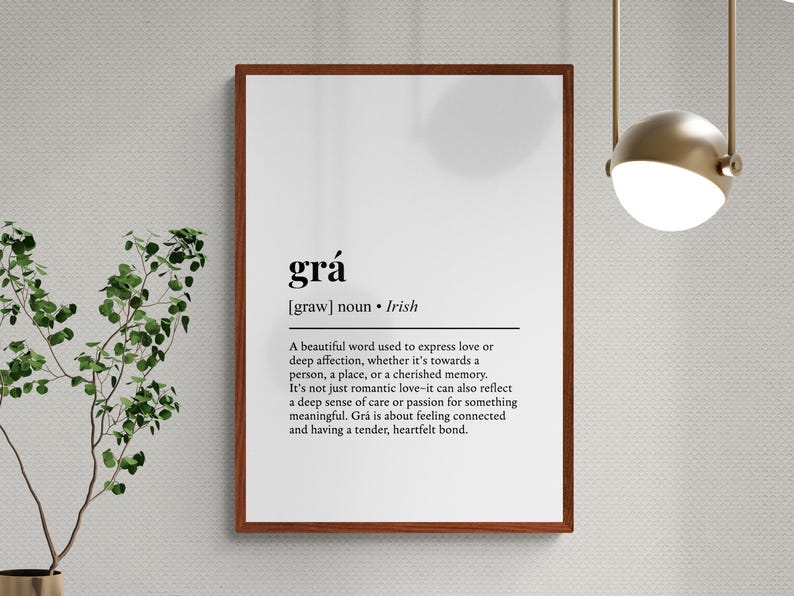 Gra Definition Print, Irish Word Wall Art, Love Gift image 2