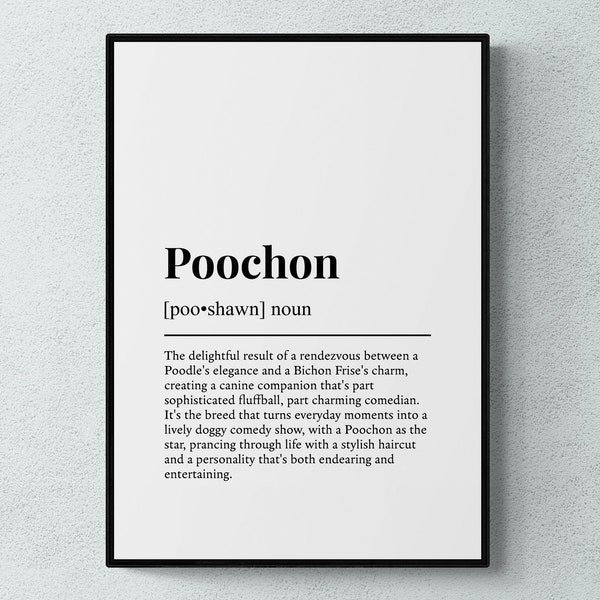 Poochon Funny Definition Dog Wall Art Print | Printable Digital Download