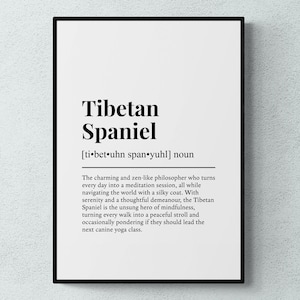 Tibetan Spaniel Funny Definition Dog Wall Art Print | Printable Digital Download