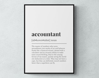 Accountant Definition Print, Funny Accounting Wall Art, Office Home Decor, Accountant Gift | Printable Digital Download