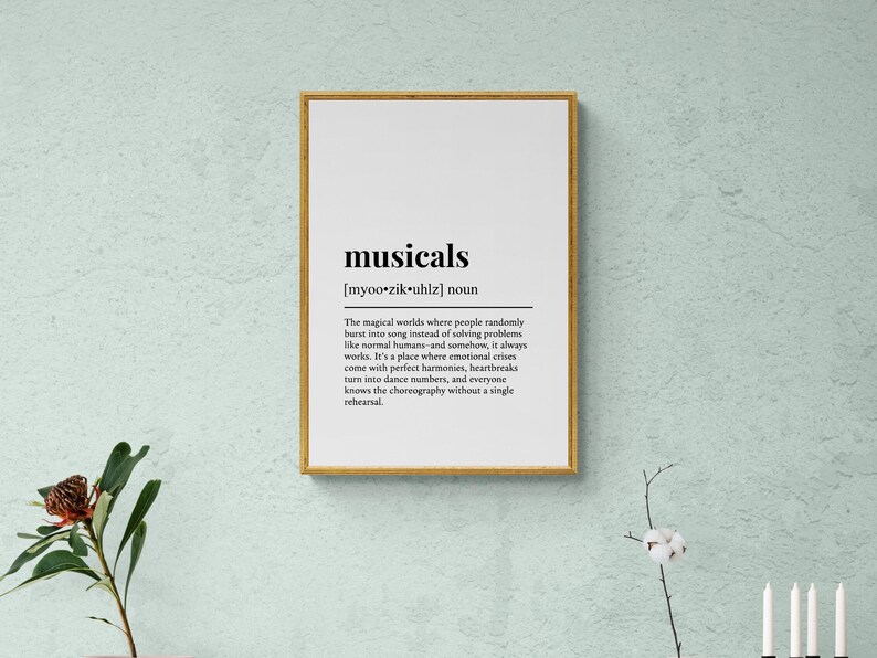 Musicals Text Musicals Definition Print, Funny Theatre Wall Art, Broadway Gift - Etsy UK