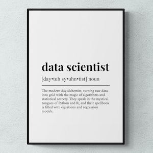Data Scientist grappige definitie baan werk cadeau Wall Art Print | Afdrukbare digitale download