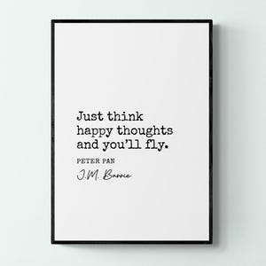J.M. Barrie Schreibmaschine Zitat Druck, Peter Pan Druck, Buchzitat Poster, Buchliebhaber Geschenk | Druckbare digitale Datei