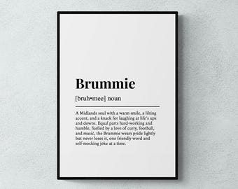 Stampa con definizione di Brummie, divertente decorazione murale di Birmingham, regalo per le Midlands / Download digitale stampabile