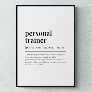 Personal Trainer Funny Definition Job Work Gift Wall Art Print | Printable Digital Download