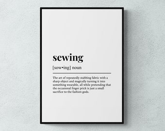 Sewing Definition Print, Funny Craft Room Wall Art, Sewing Gift | Printable Digital Download