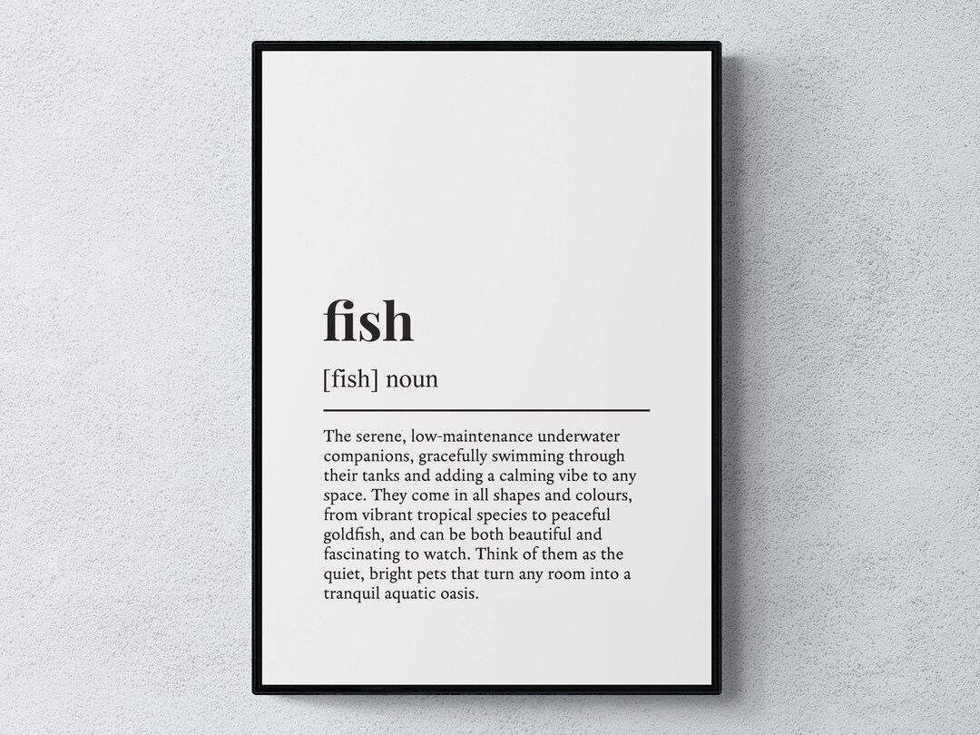 Fish Defanishin Fish Definition Print, Funny Aquatic Wall Art, Pet Gift | Printable ...