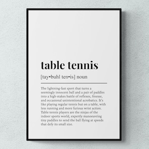 Tisch Tennis Lustig Definition Hobby Geschenk Wand Kunst | Druckbare digitale Datei