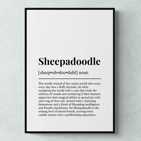 Sheepadoodle Funny Definition Dog Wall Art Print | Printable Digital Download