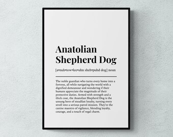 Anatolischer Hirtenhund – Definition als Kunstdruck, lustiges Wandbild, Geschenkidee für Anatolian-Fans | Digitaler Download zum Ausdrucken