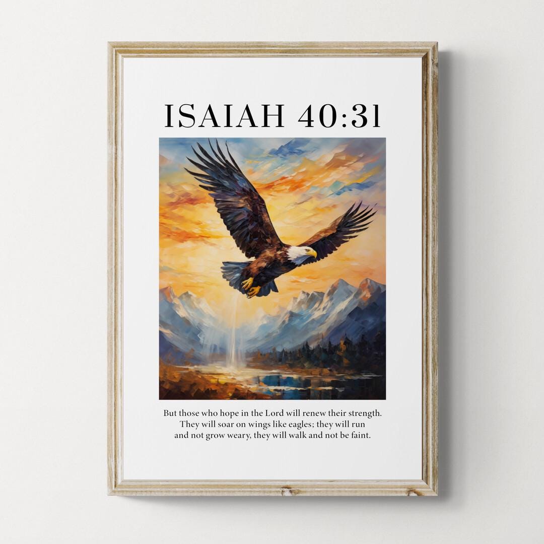 Isaiah 40:31 Print, Bible Verse Wall Art, Oil Painting Print, Christian ...