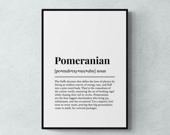Définition du Poméranien - Affiche humoristique, Cadeau Poméranien | Téléchargement numérique à imprimer