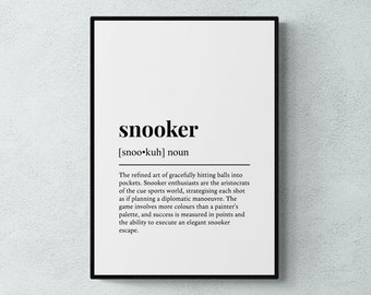 Snooker Definition Print, Funny Game Room Wall Art, Snooker Player Gift | Printable Digital Download