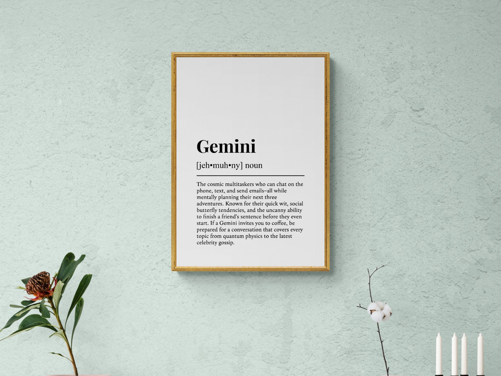 Gemini Definition Print, Funny Zodiac Sign Wall Art, Astrology