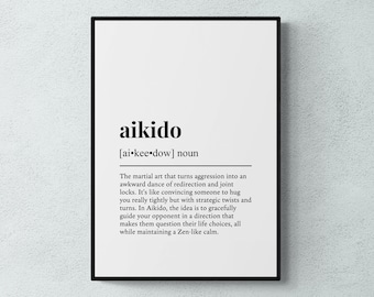 Aikido Funny Definition Sport Gift Wall Art Print | Printable Digital Download