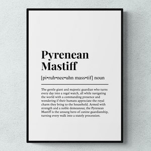 Pyrenean Mastiff Funny Definition Dog Wall Art Print | Printable Digital Download