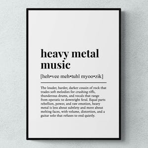 Heavy Metal Musik Lustig Definition Musik Geschenk Wand Kunst Druck | Druckbare digitale Datei