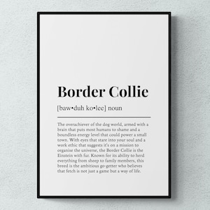 Border Collie Funny Definition Dog Wall Art Print