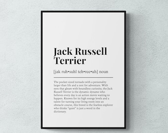 Jack Russell Terrier Definition Print, Funny Pet Wall Art, Dog Gift | Printable Digital Download