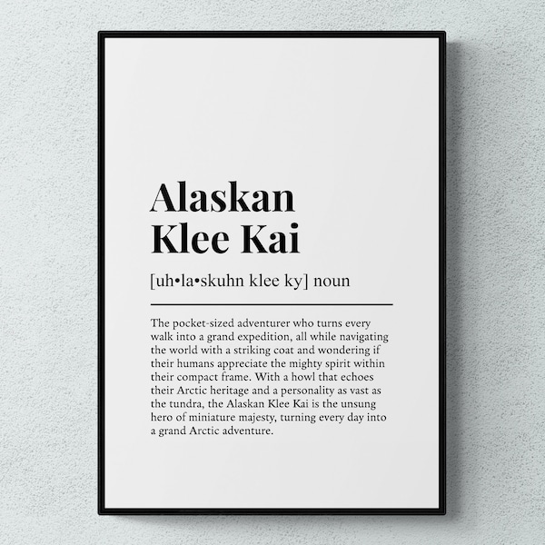 Alaskan Klee Kai Funny Definition Dog Wall Art Print | Printable Digital Download