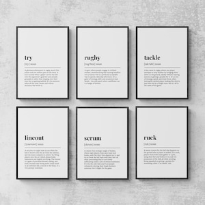 Rugby Funny Definitions Set of 6 Prints, Sport Wall Decor | Printable Digital Download