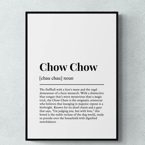 Chow Chow Funny Definition Dog Wall Art Print | Printable Digital Download