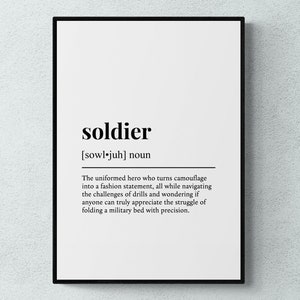 Soldat Lustig Definition Job Arbeit Geschenk Wand Kunst Druck | Druckbare digitale Datei