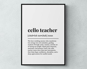 Cello-Lehrer Lustig Definition Job Arbeit Geschenk Wand Kunst Druck | Druckbare digitale Datei