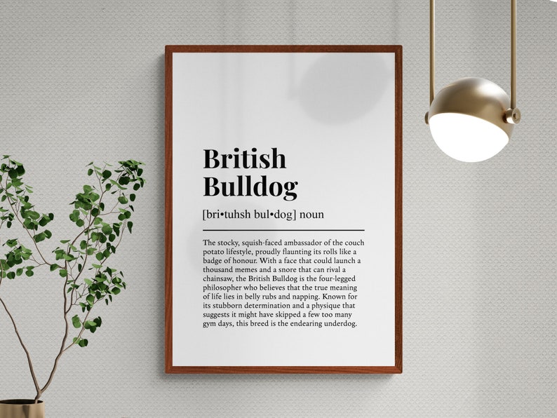 British Bulldog Definition Print, Funny Pet Wall Art, Dog Gift image 2