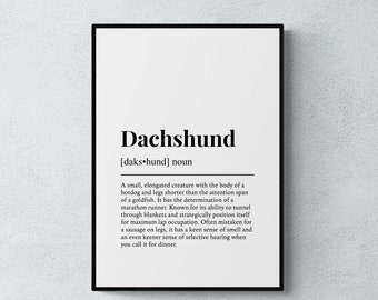 Dachshund Funny Definition Dog Wall Art Print | Printable Digital Download