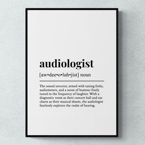 Audiologe Lustig Definition Job Arbeit Geschenk Wand Kunst | Druckbare digitale Datei
