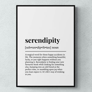 Serendipity Definition Gift Wall Art Print | Printable Digital Download